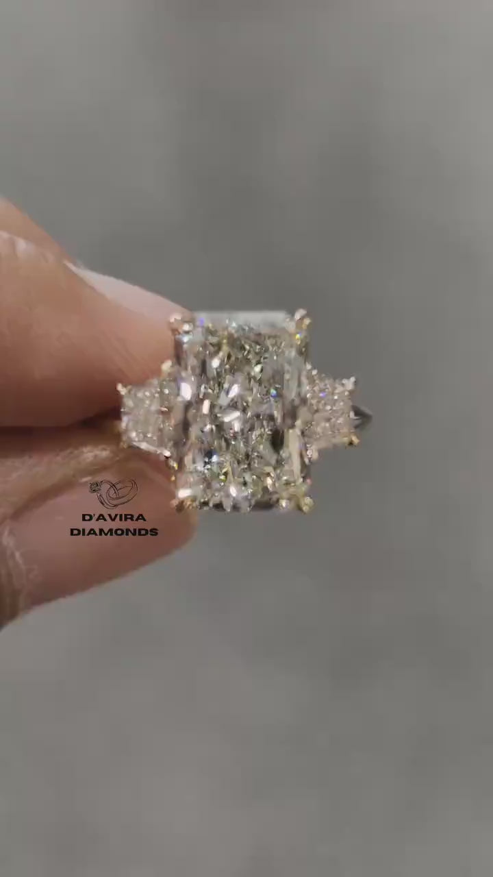 video of 3 stone radiant cut lab diamond ring