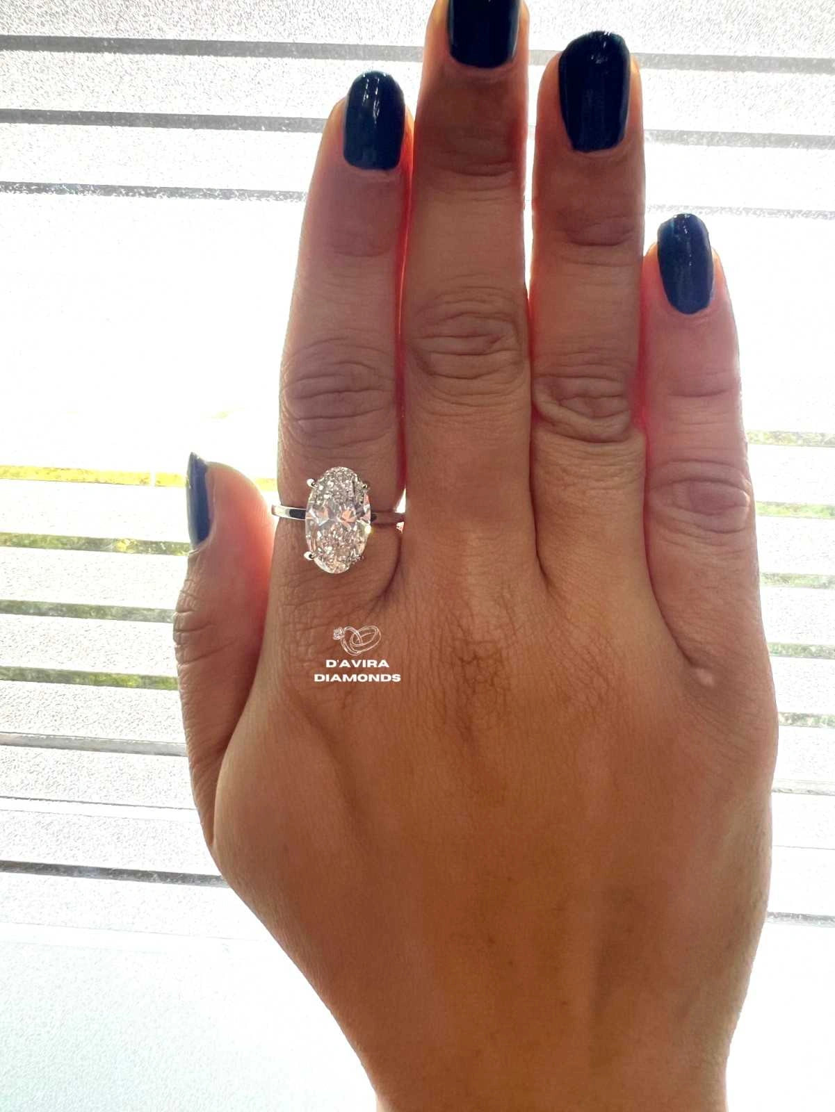 Oval Cut Solitaire Hidden Halo Lab Diamond Ring