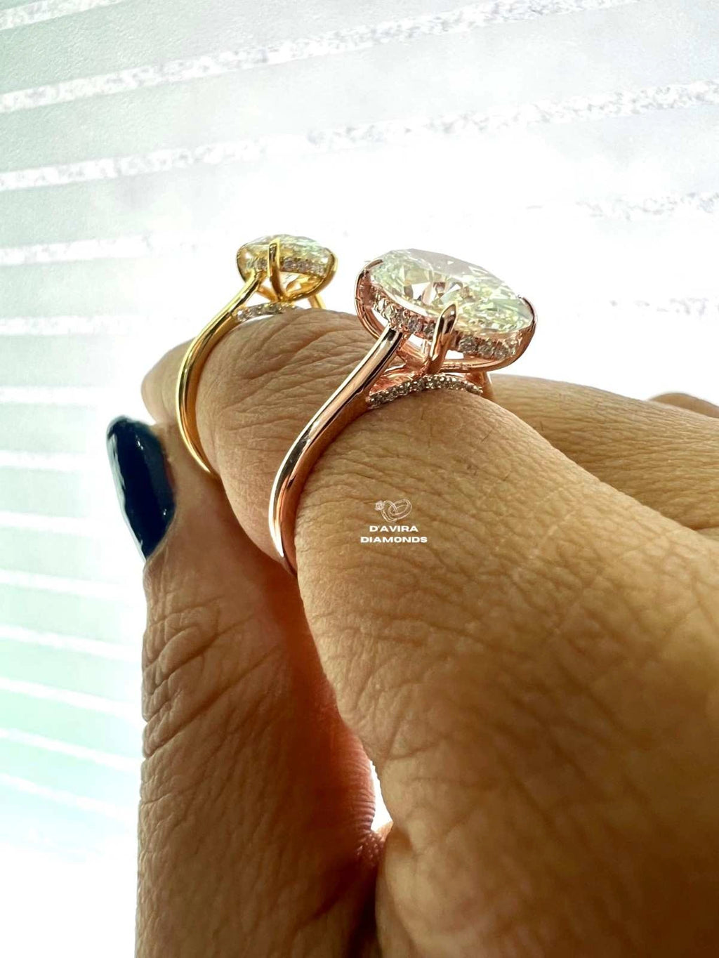Oval Cut Lab Diamond Hidden Halo Engagement Ring