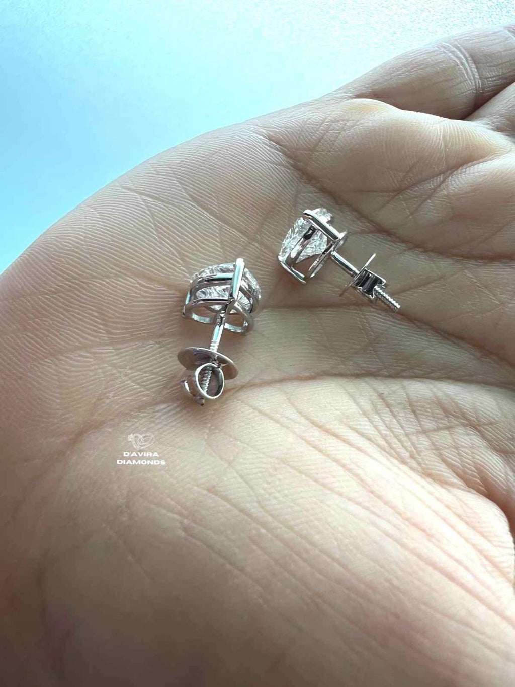 Heart Shaped Lab Diamond Prong Set Stud Earring
