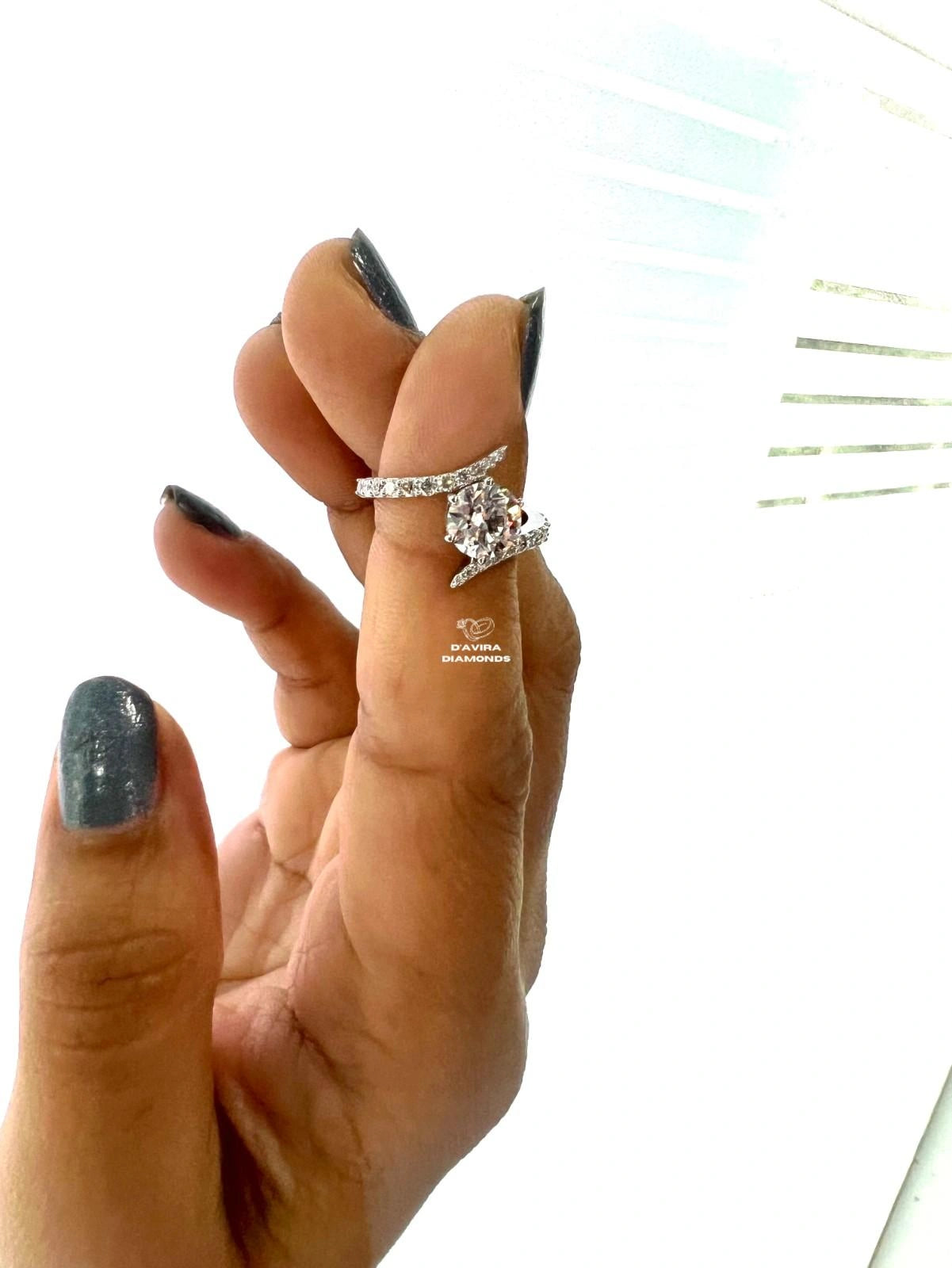 Bypass Round Cut Lab Diamond Engagement Ring