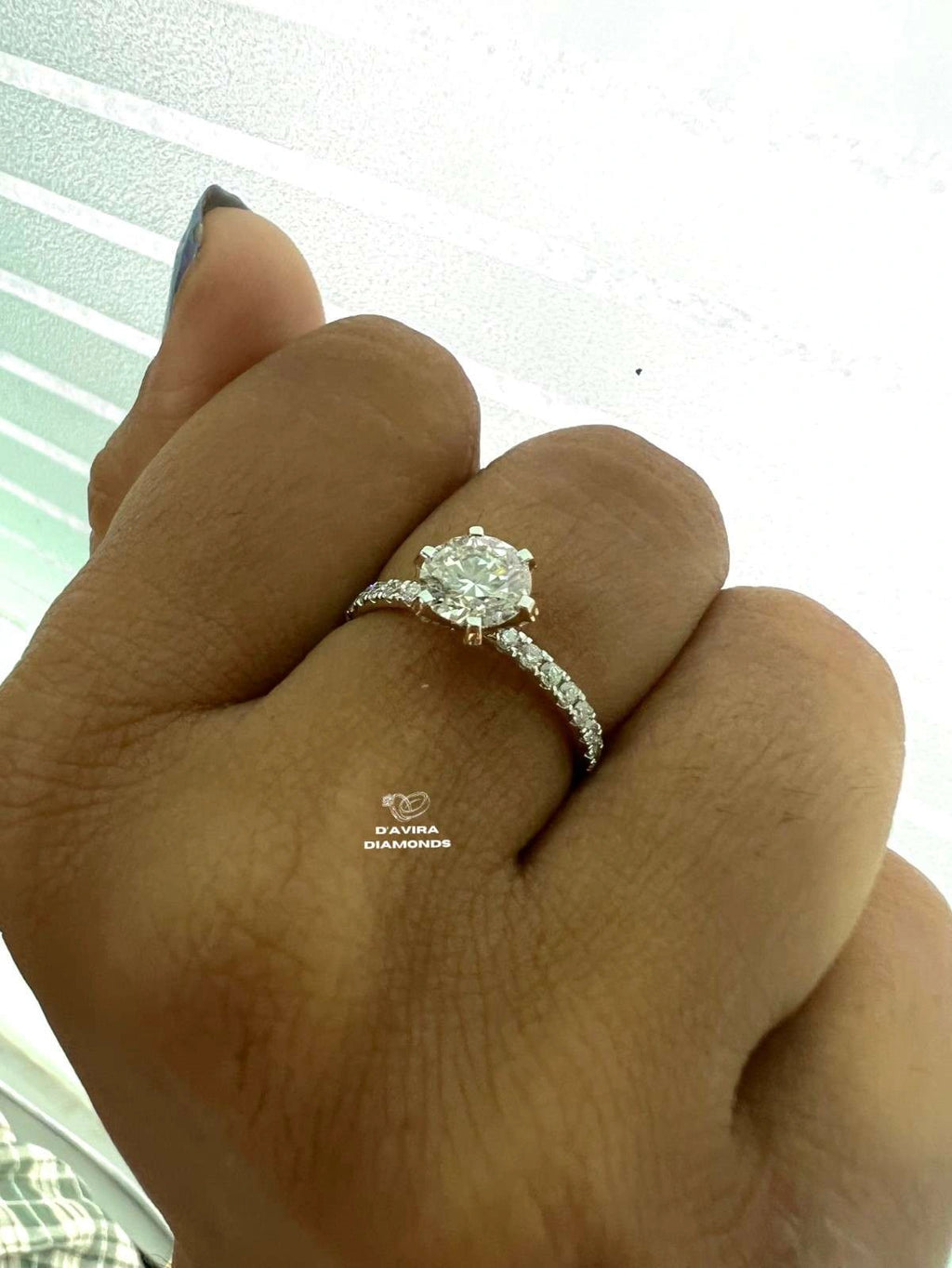 Round Cut Lab Grown Hidden Halo Engagement Ring