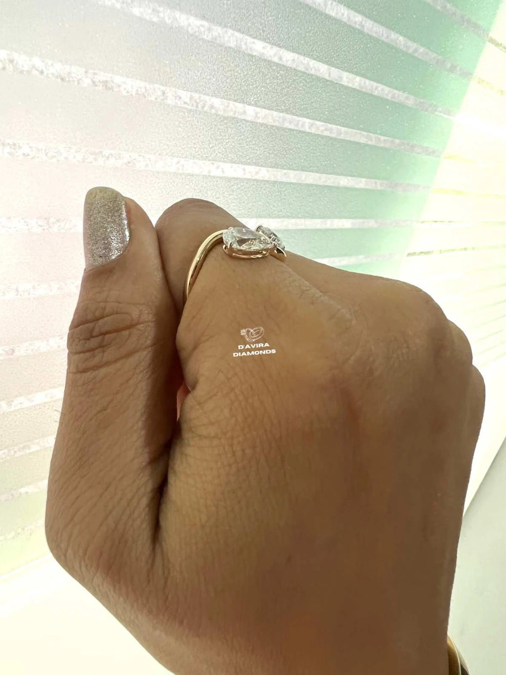 Pear And Round Toi Et Moi Wave Diamond Ring
