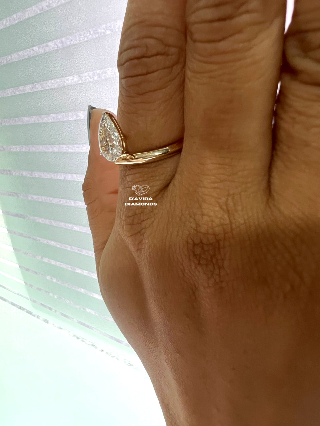 Bypass Pear Cut Bezel Set Wedding Ring