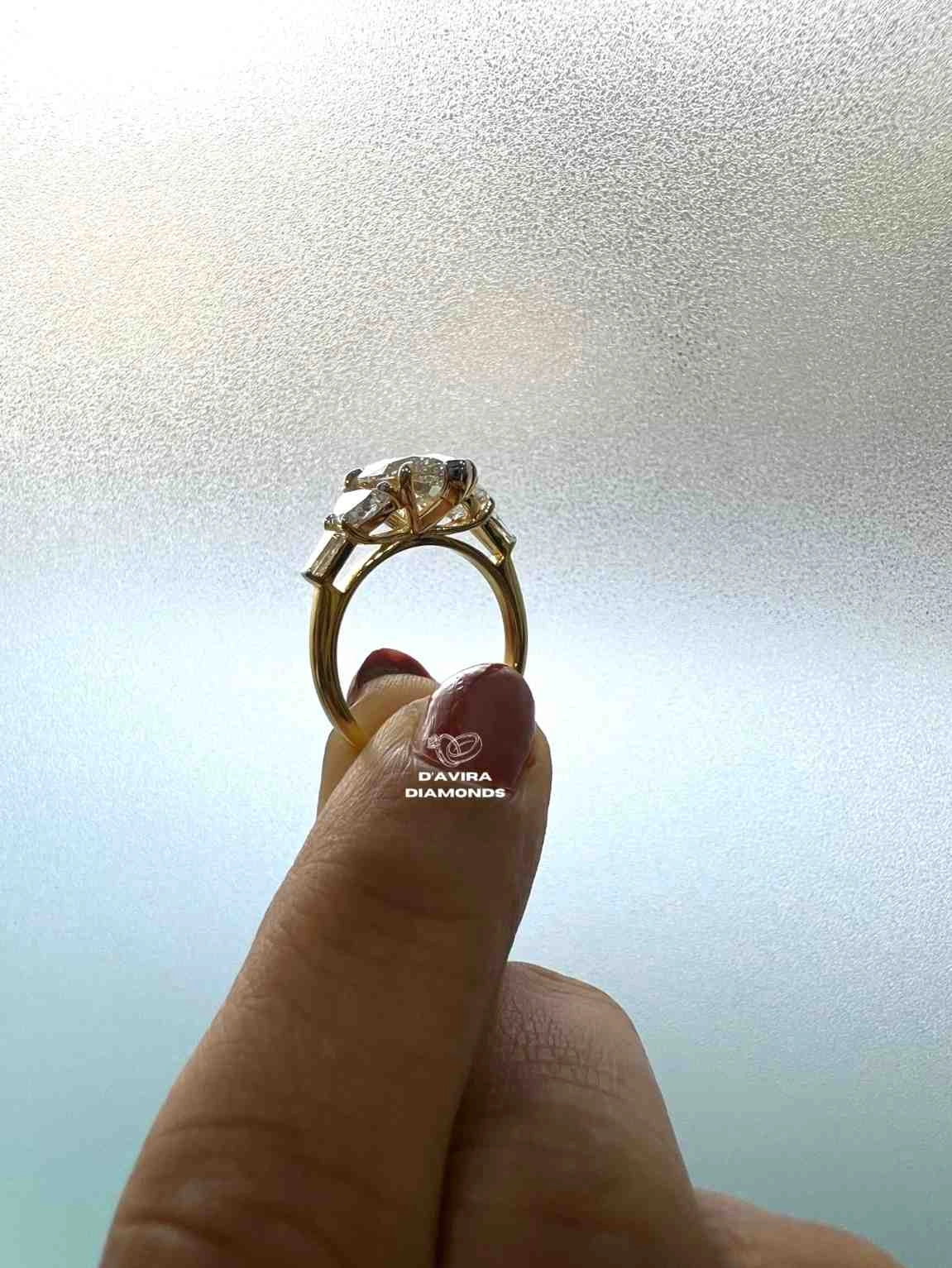 Five Stone Marquise Cut Lab Diamond  Wedding Ring