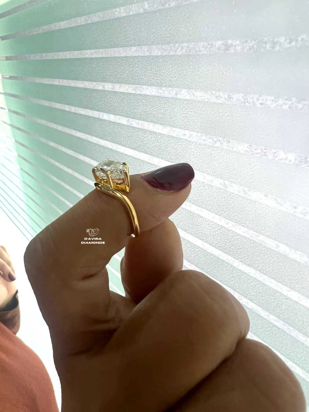 Pear Diamond Curved Solitaire Engagement Ring
