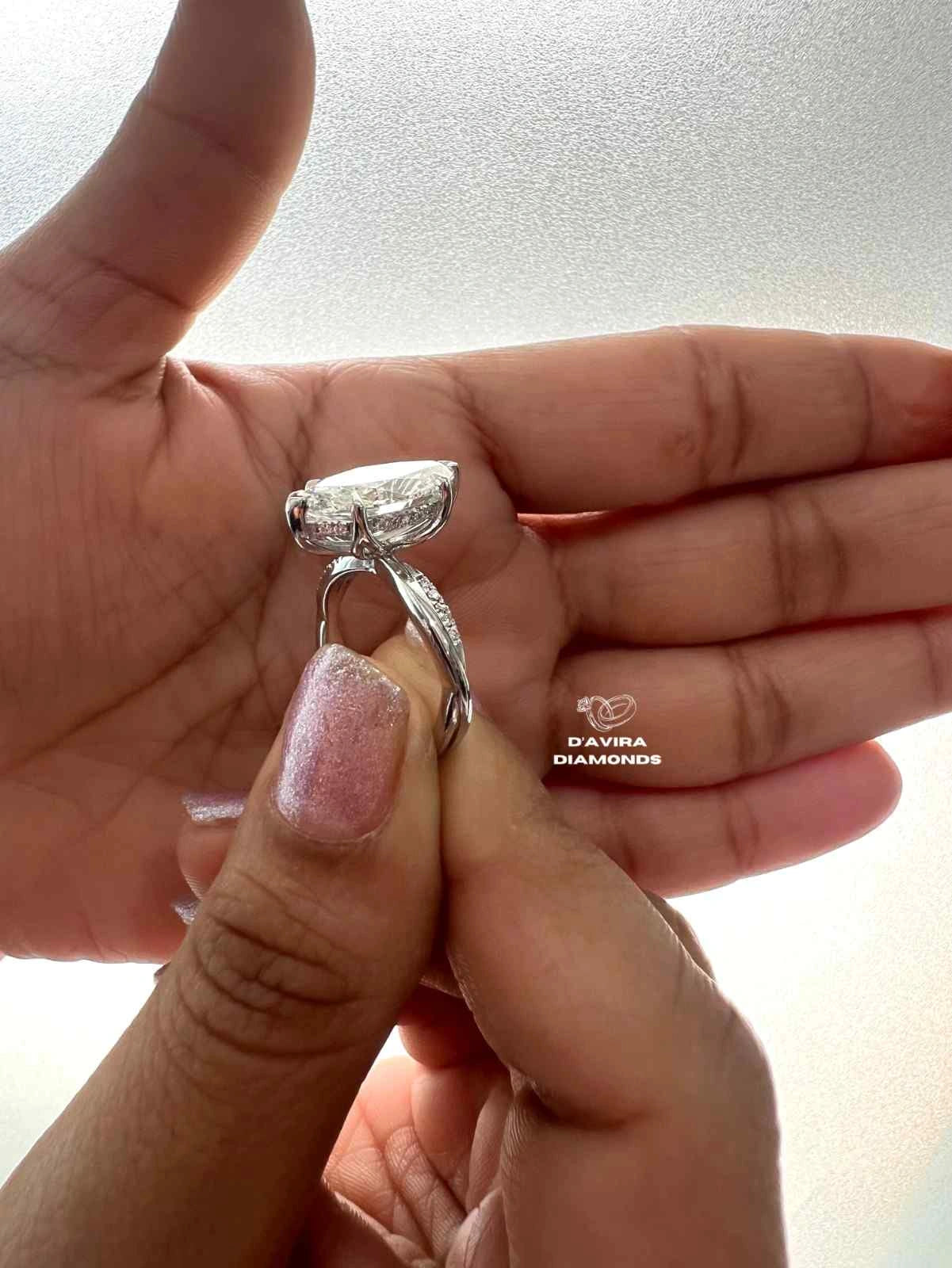 Solitaire Marquise Cut Hidden Halo Diamond Ring