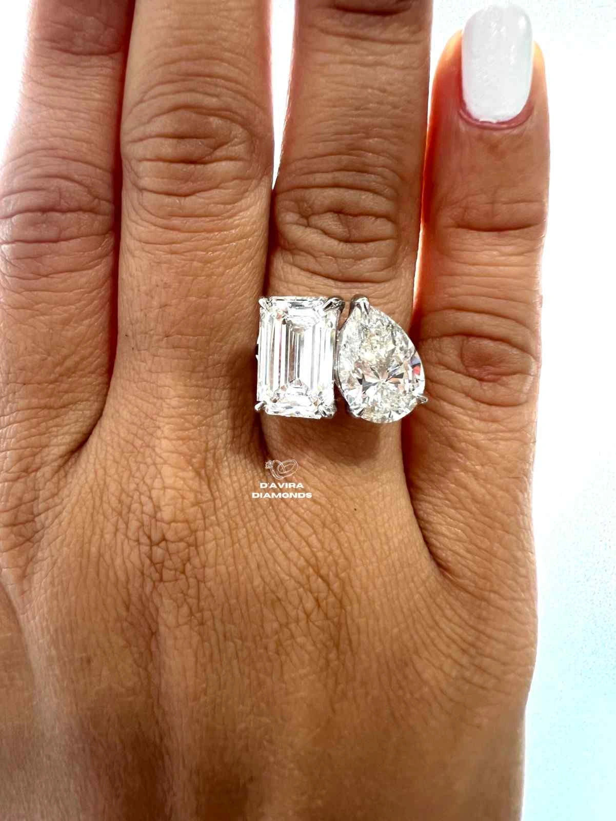 Toi Et Moi Pear And Emerald Cut Lab Diamond Engagement Ring