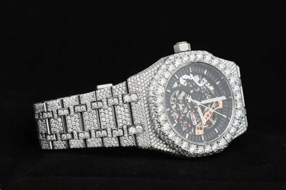 Men's Custom Iced Out Real Moissanite Skeleton Watch