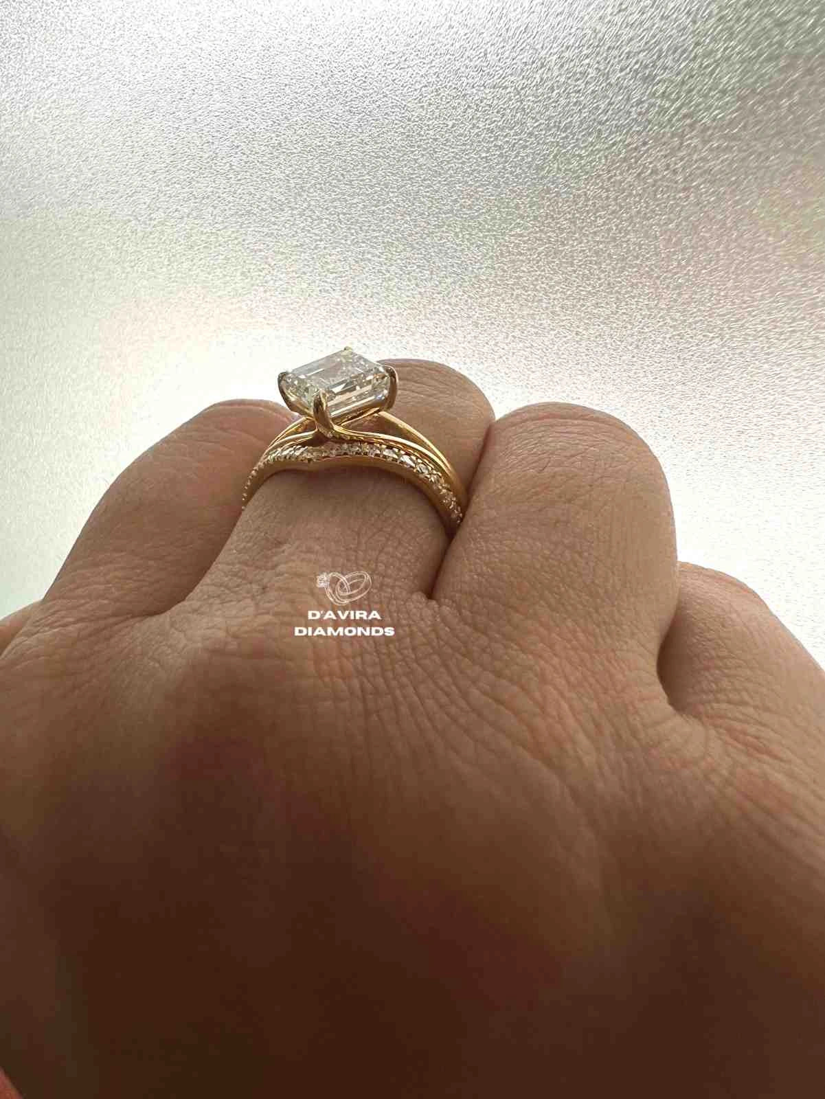 East West Asscher Cut Lab Diamond Wedding Bridal Set