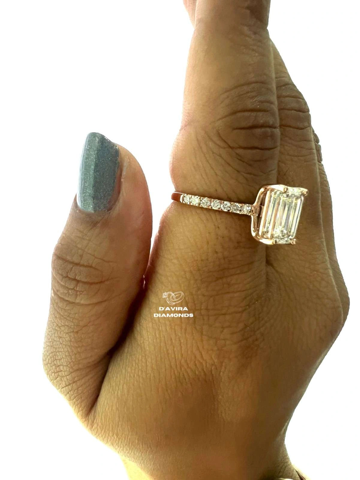 Emerald Solitaire Accent Diamond Anniversary Ring