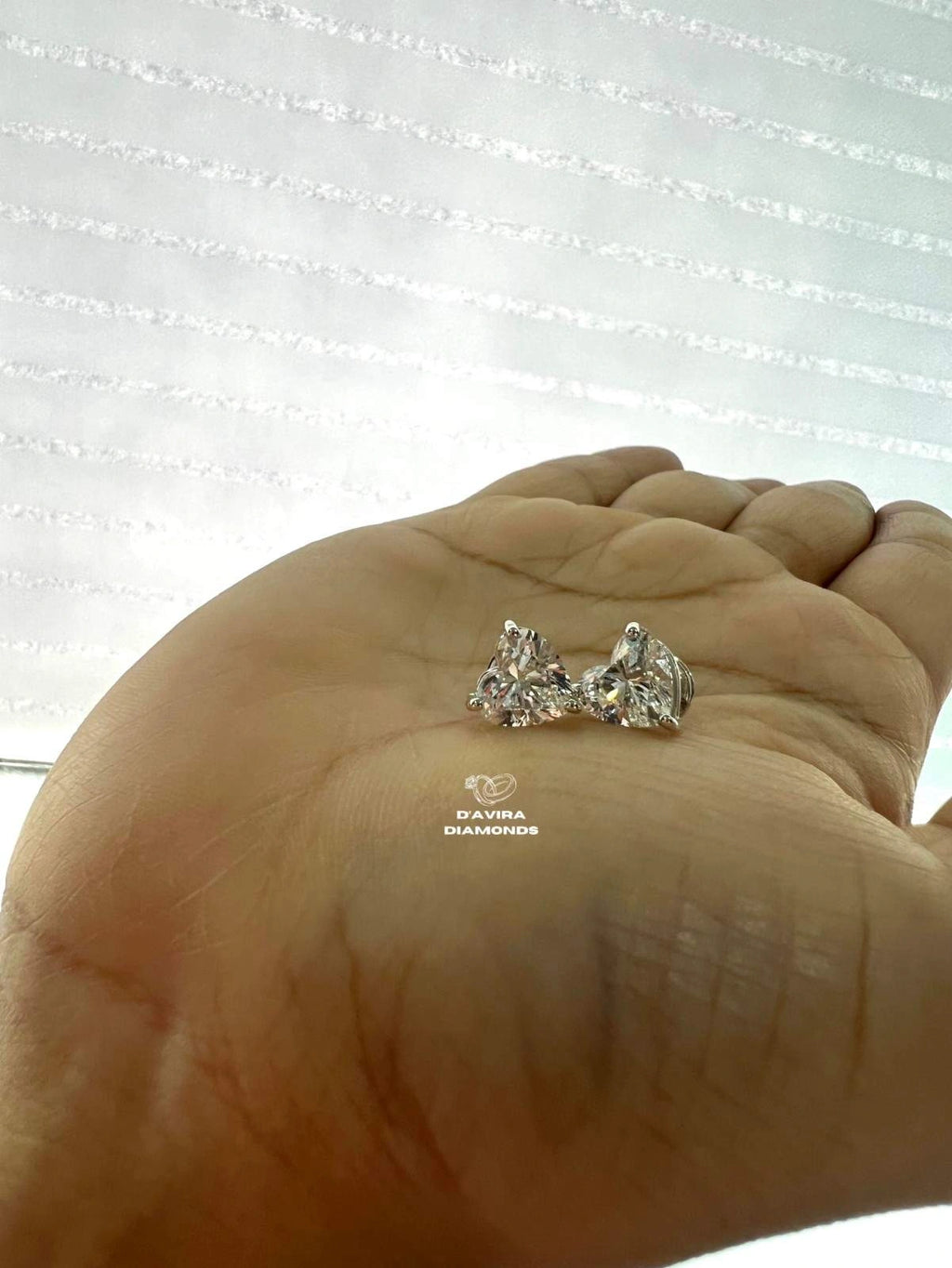 Heart Shaped Lab Diamond Prong Set Stud Earring