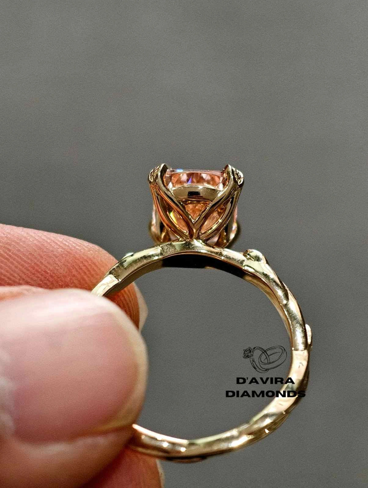 back view of the radiant cut lab diamond ring