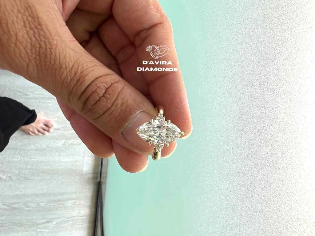 Marquise Cut Cluster Diamond Wedding Ring