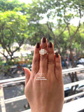 Radiant Cut Engagement Rings with Lab Grown Diamonds Trapeze Side Stones Three Stone Design