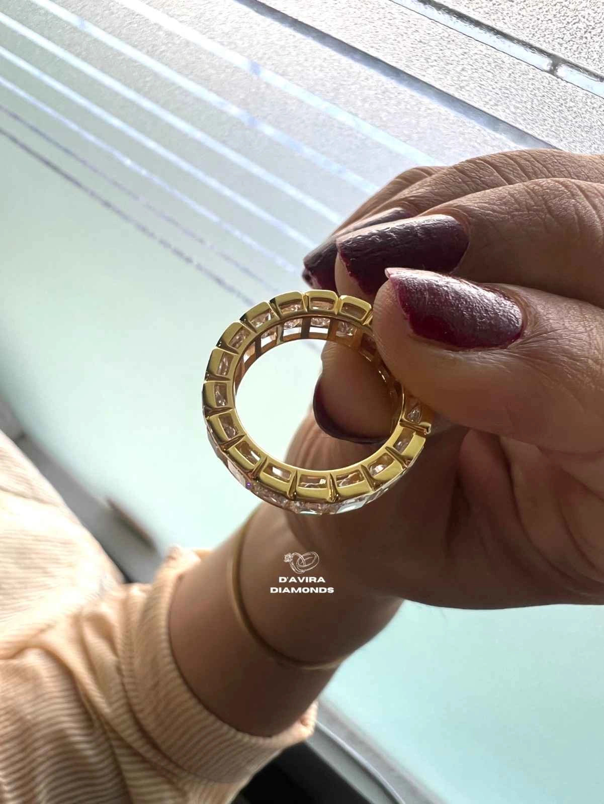 Yellow Gold Emerald Half Bezel Set Wedding Ring