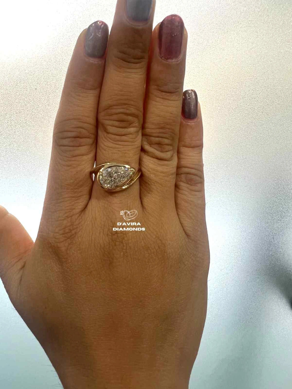 Pear Cut Bypass Shank Lab Diamond Luxury Ring