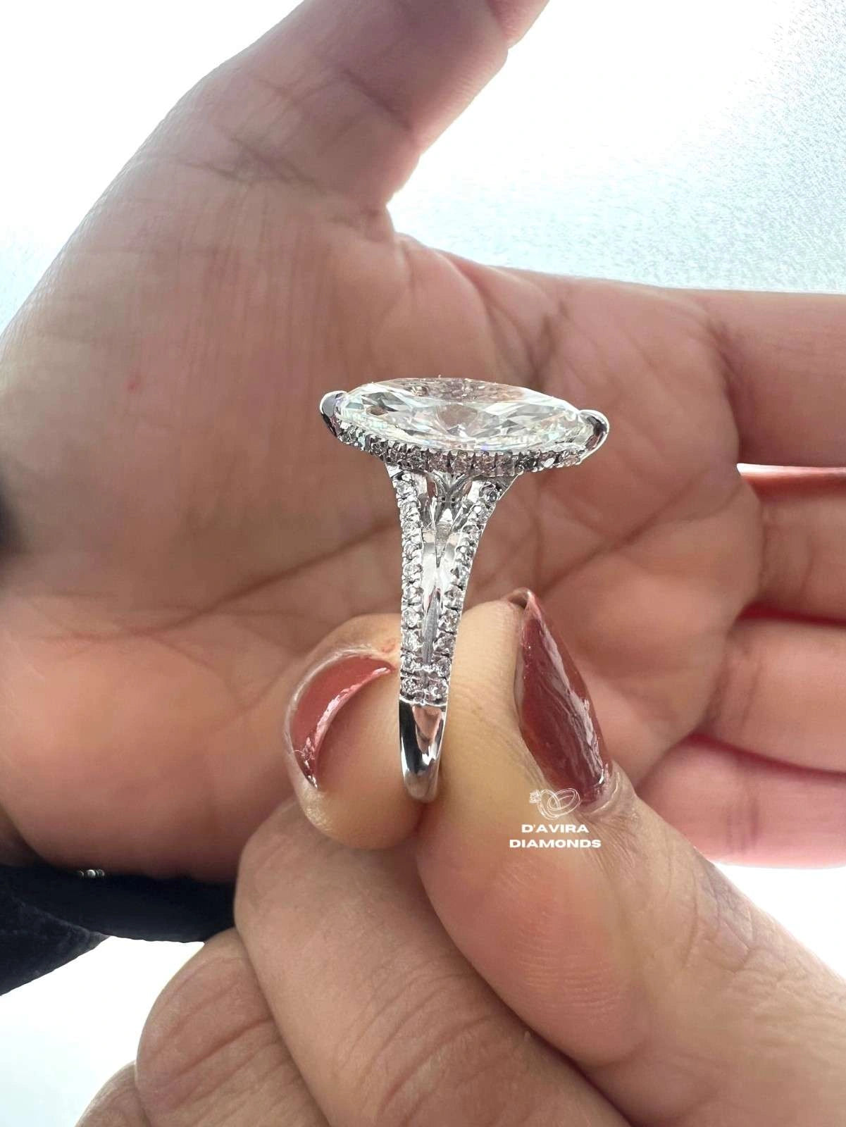Marquise Cut Solitaire Twisted Wedding Diamond Ring
