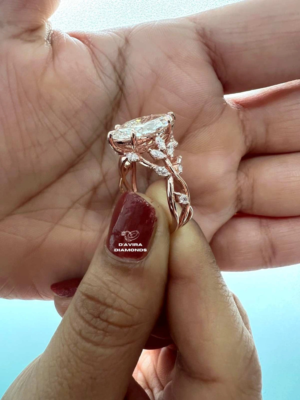 Marquise Cut Nature Inspired Lab Diamond Engagement Ring
