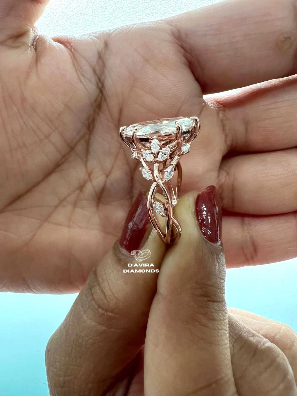 Marquise Cut Nature Inspired Lab Diamond Engagement Ring