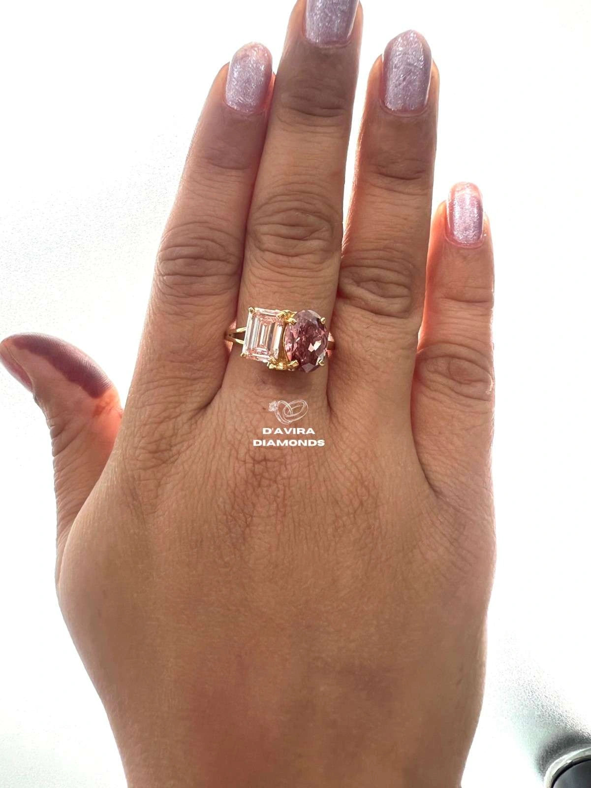 Toi Et Moi Oval And Emerald Cut Split Shank Ring