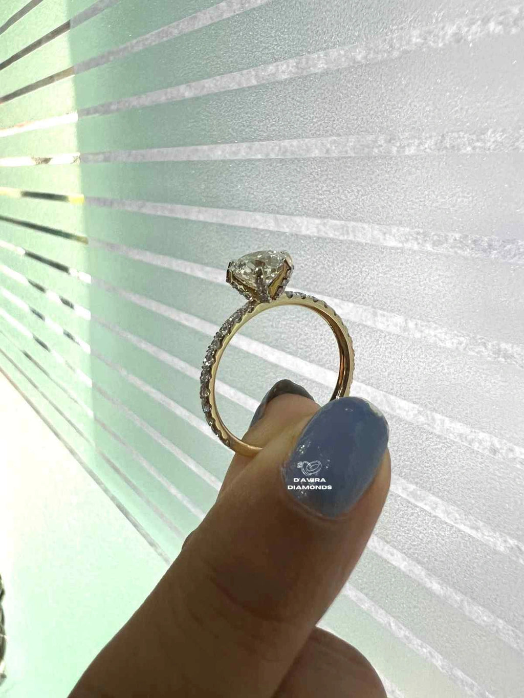 Round Cut Lab Grown Hidden Halo Engagement Ring