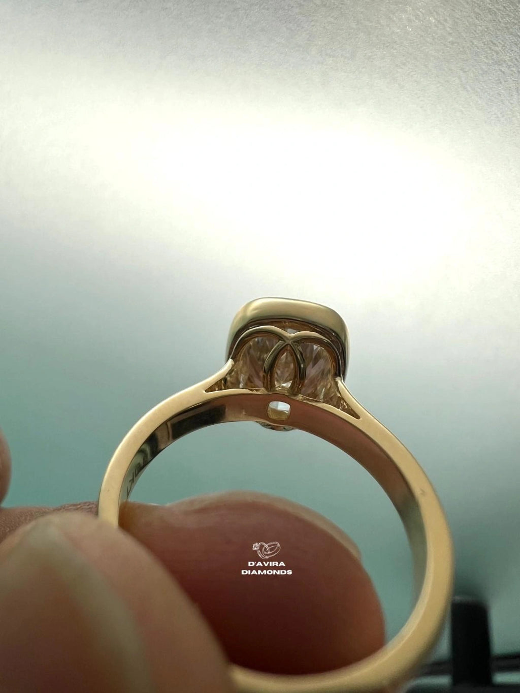 Elongated Cushion Cut Diamond Bezel Set Solitaire Ring