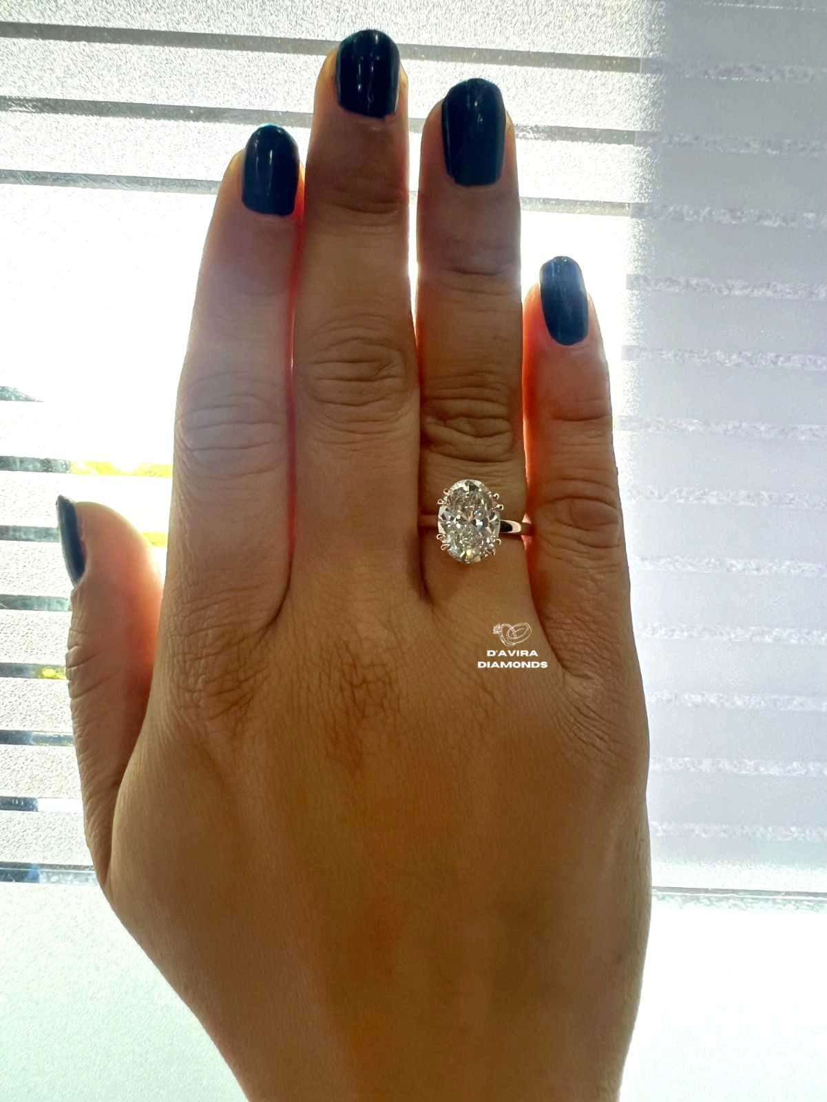 Oval Cut Solitaire Claw Set lab Diamond Ring