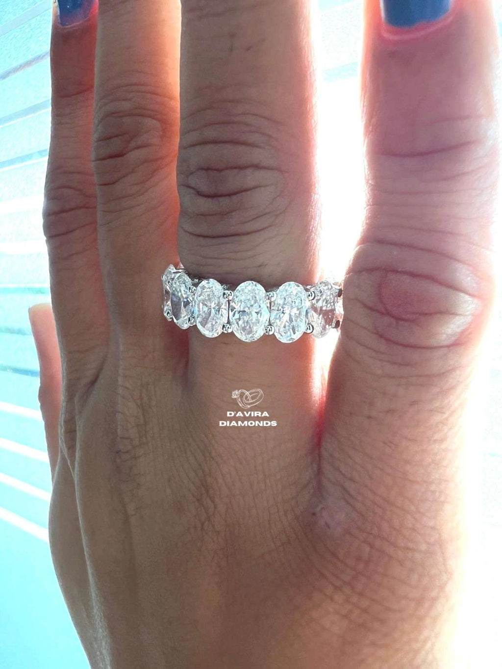 Oval Cut Lab Diamond Full Eternity Wedding Band