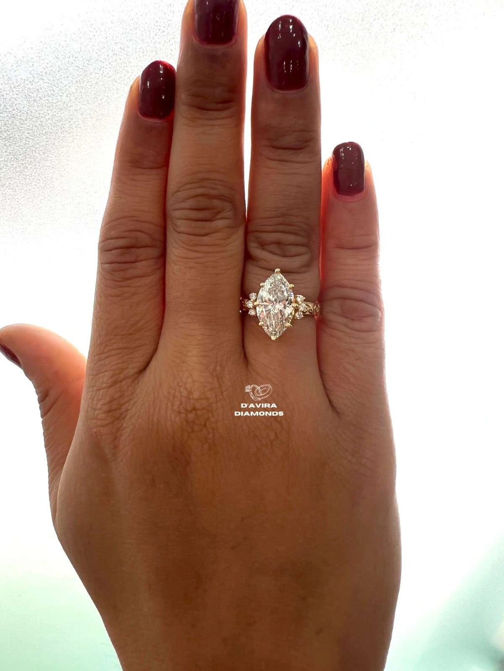 Marquise Cut Nature Inspired Lab Diamond Engagement Ring