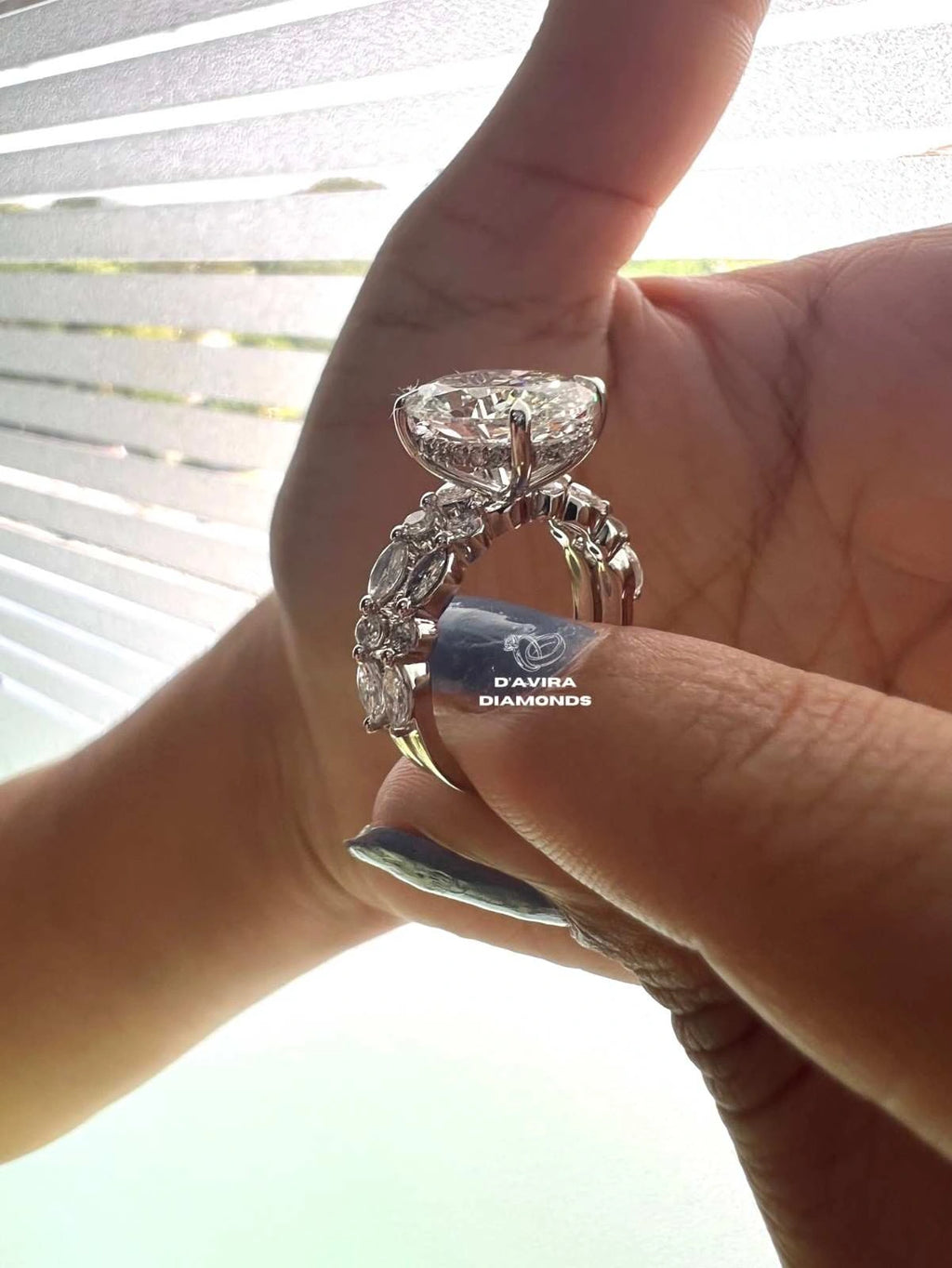 Oval Shape Lab Grown Diamond Hidden Halo Bridal Ring