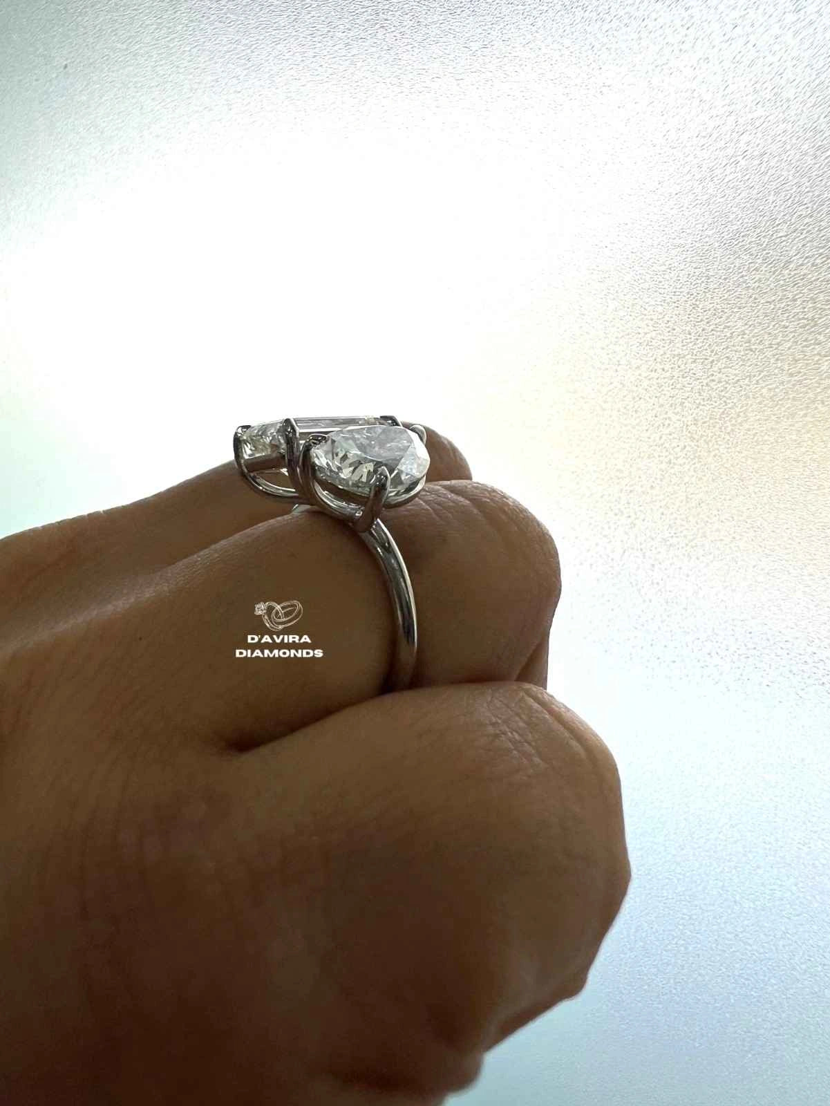 Toi Et Moi Pear And Emerald Cut Lab Diamond Engagement Ring