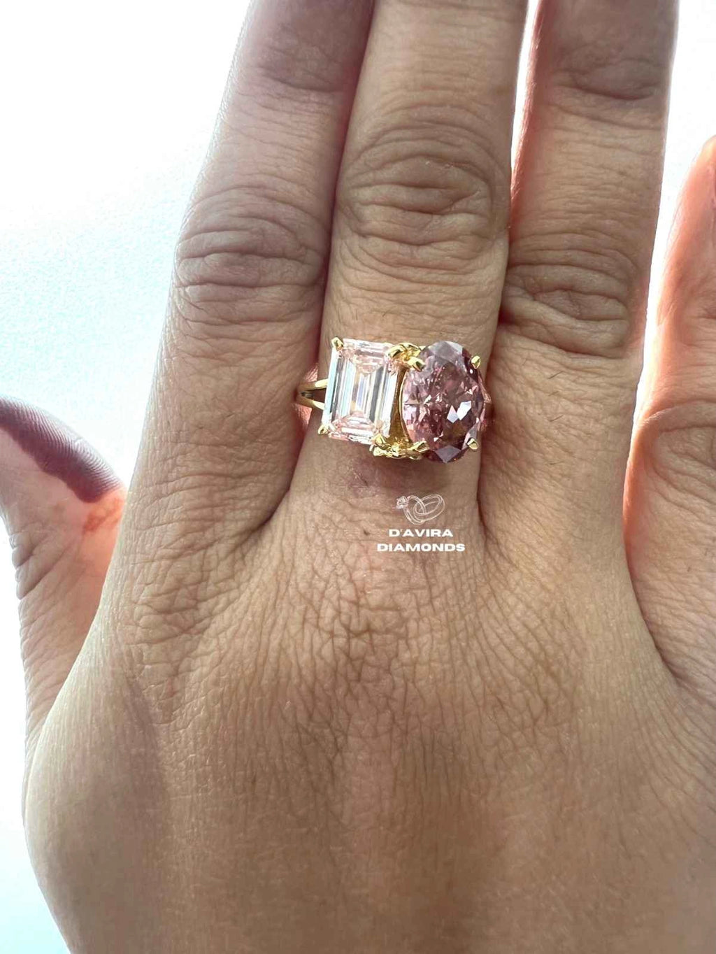 Toi Et Moi Oval And Emerald Cut Split Shank Ring