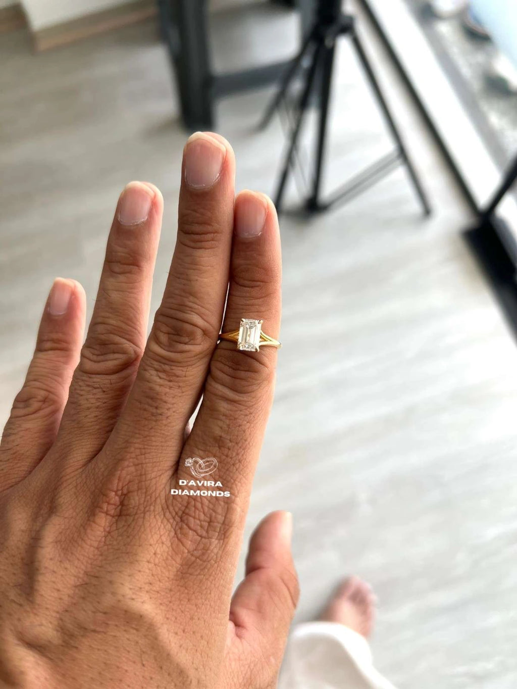 Emerald Cut Lab Diamond Solitaire Split Shank Ring