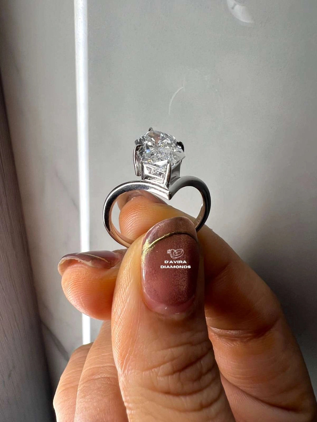 V Shape Hexagon Cut Solitaire Diamond Ring