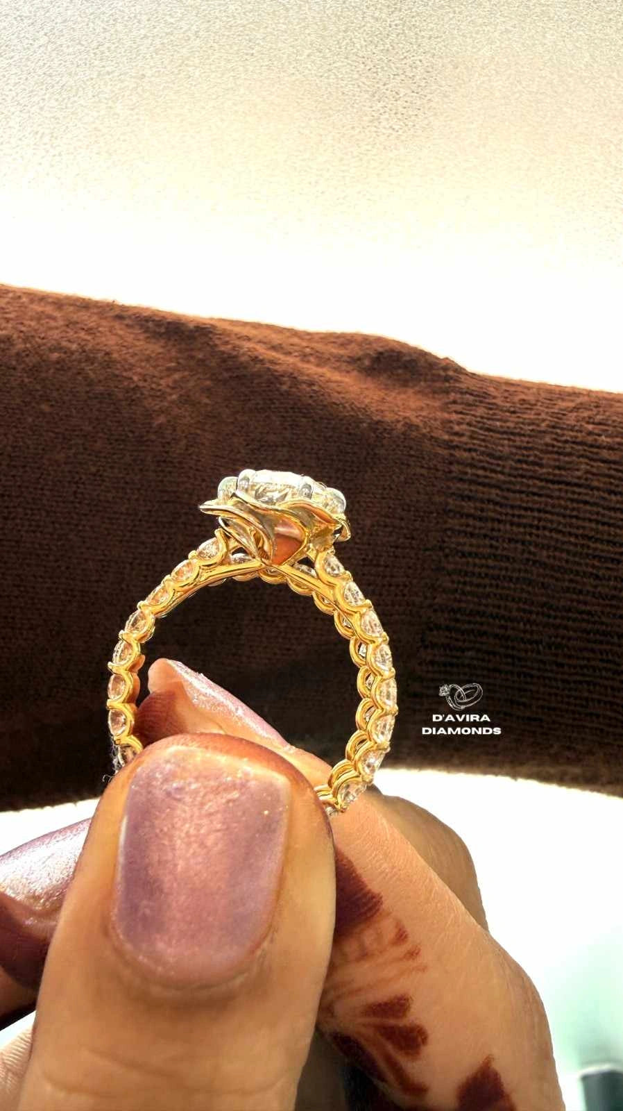 Floral Round Cut Lab Grown Diamond Anniversary Ring