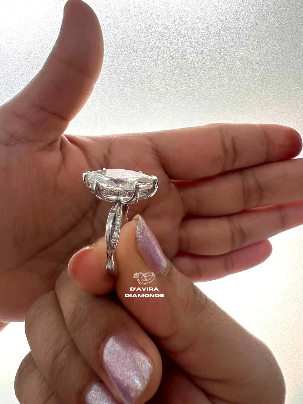 Solitaire Marquise Cut Hidden Halo Diamond Ring