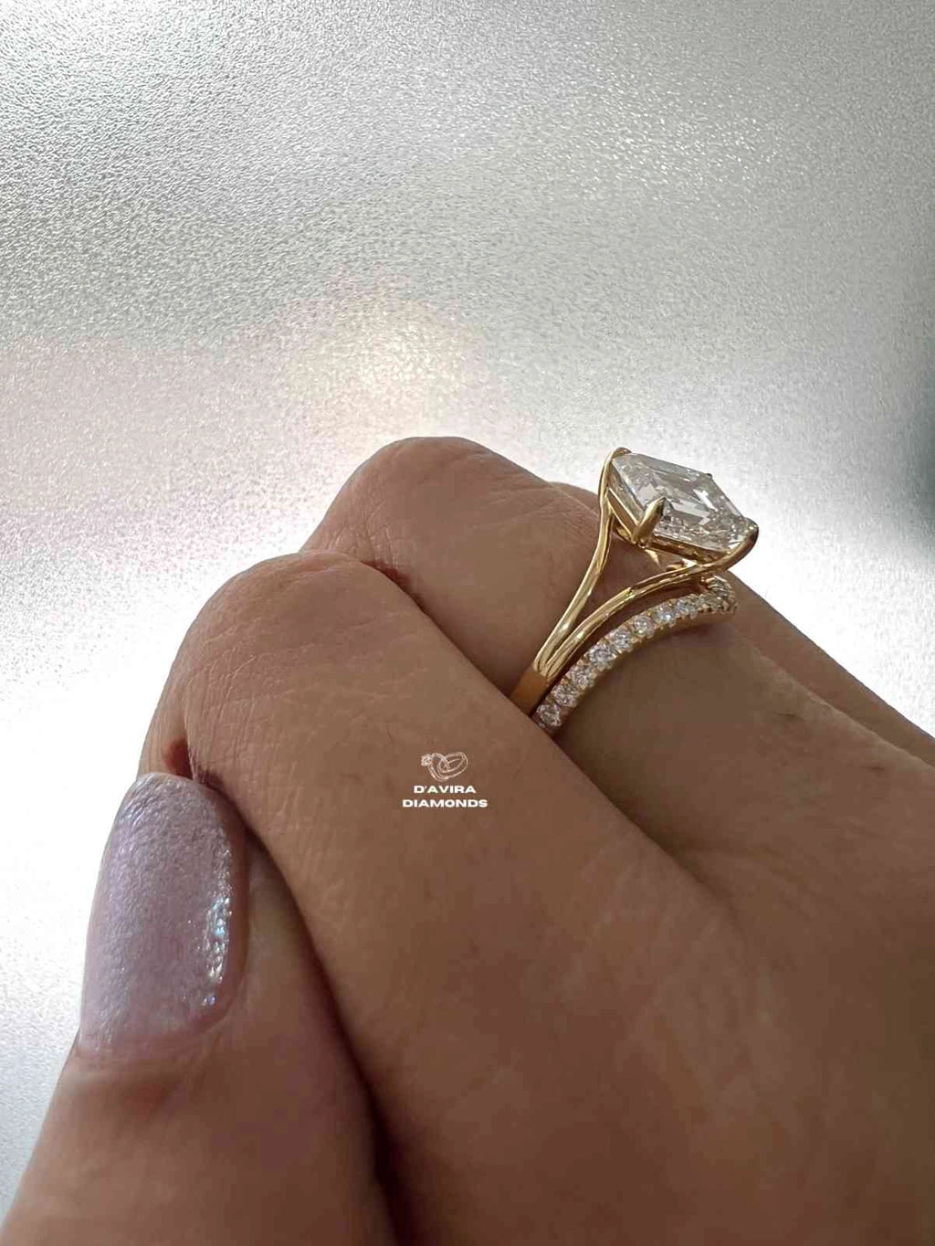 East West Asscher Cut Lab Diamond Wedding Bridal Set