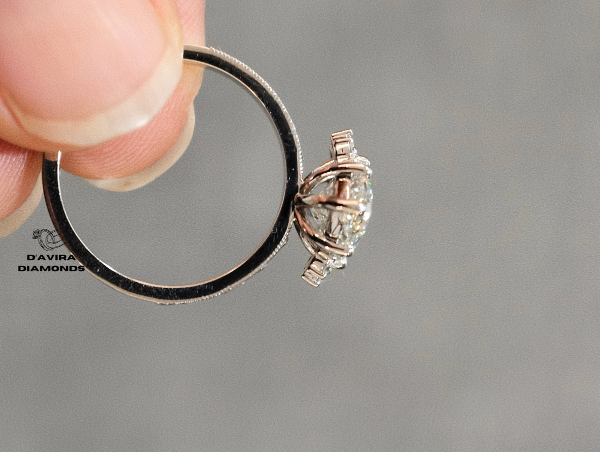 Marquise Cut Filigree Style Lab Diamond Ring