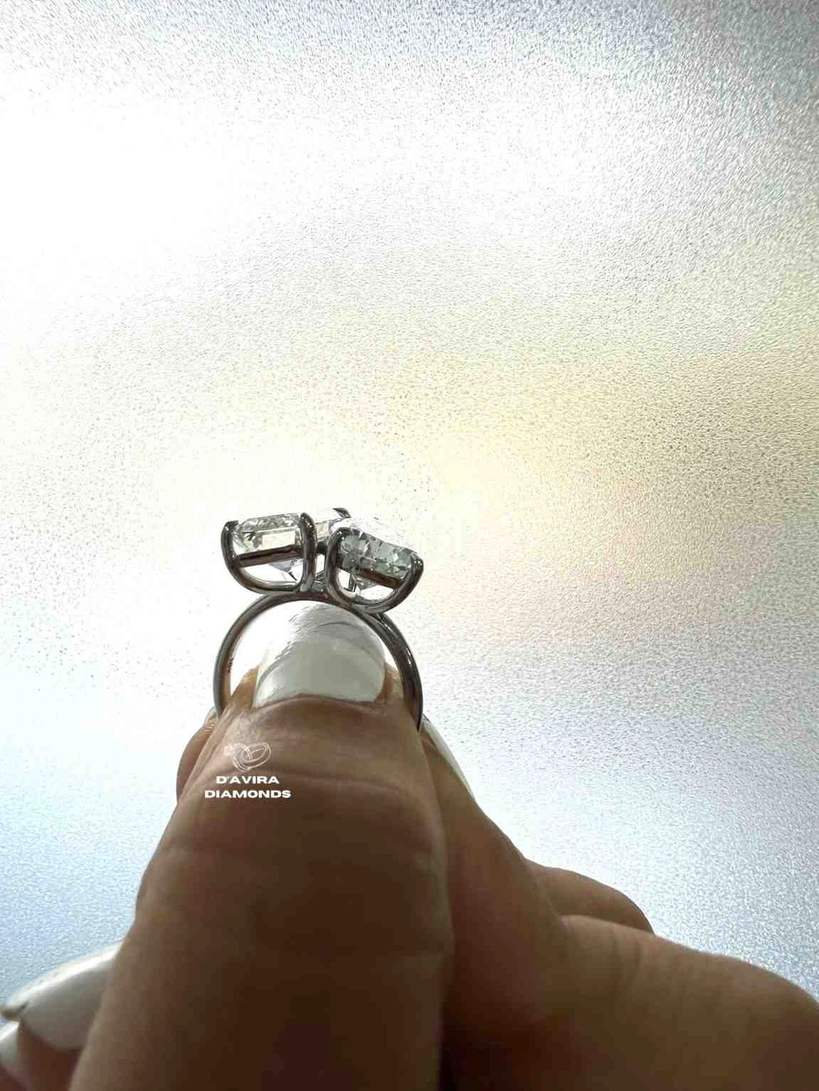 Toi Et Moi Pear And Emerald Cut Lab Diamond Engagement Ring