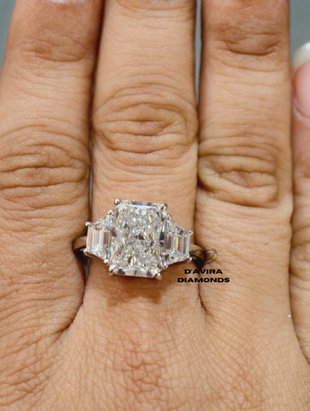  front view of the radiant cut diamond ring