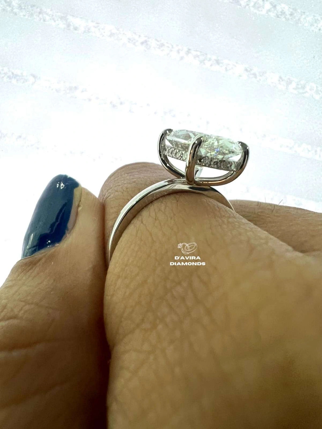 Oval Cut Solitaire Hidden Halo Lab Diamond Ring