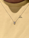 front view of the oval cut necklace