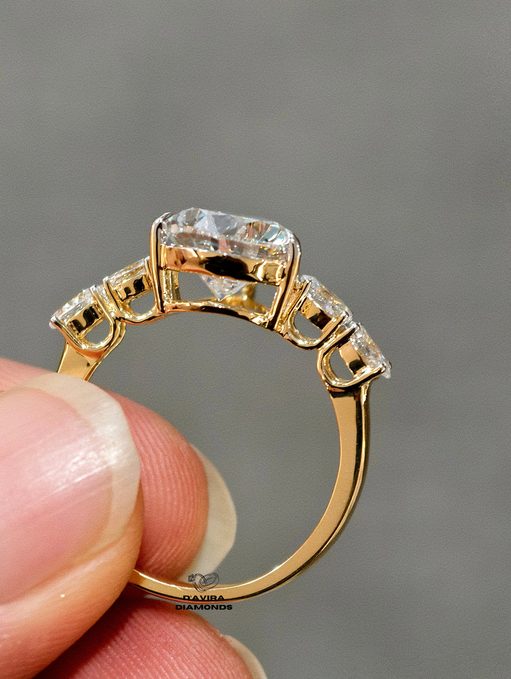 Pear And Oval Cut Lab Diamond Five Stone Ring
