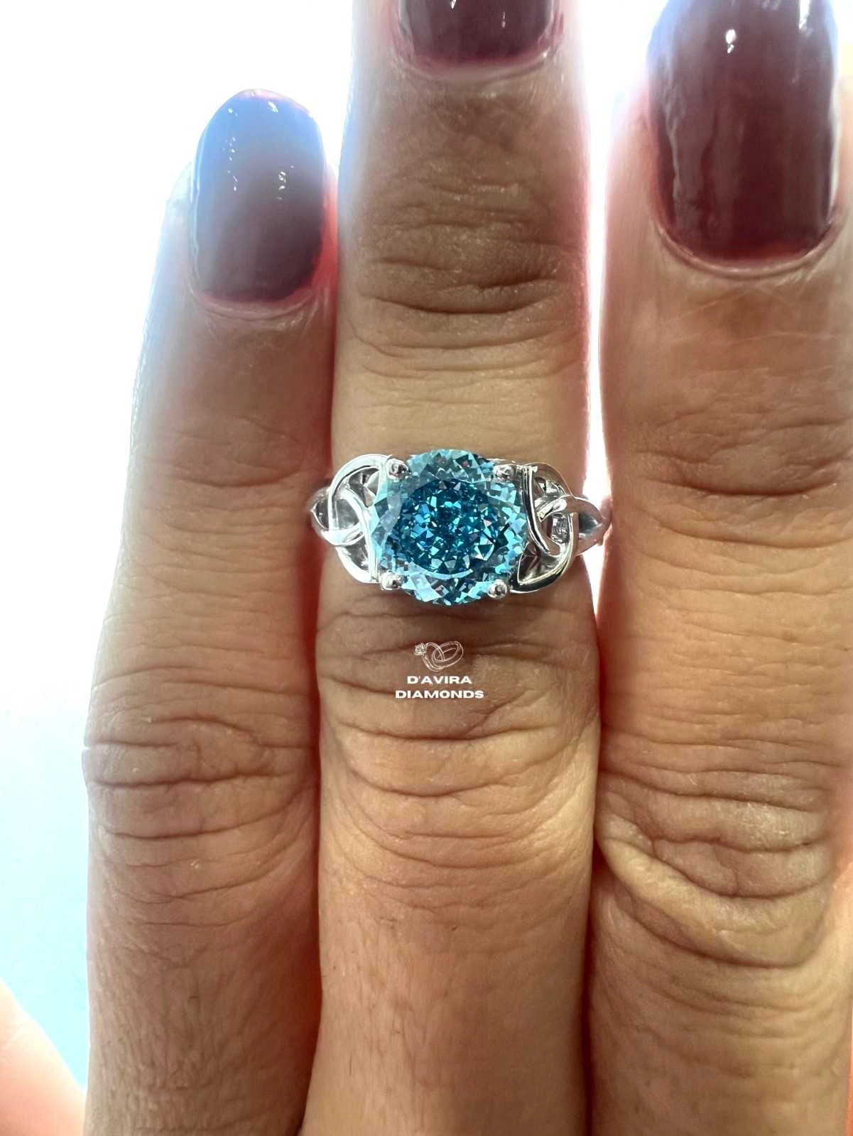 White Gold Wild Stone Round Cut Lab Diamond Ring