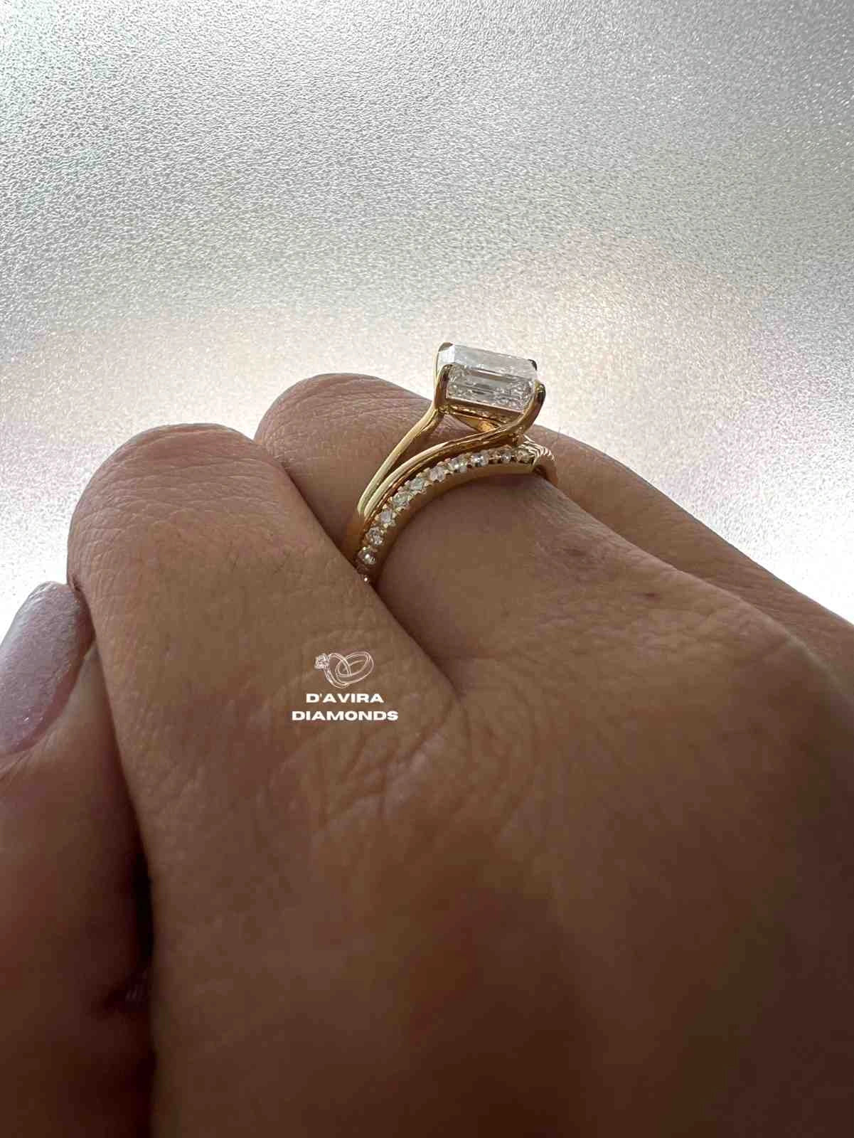 East West Asscher Cut Lab Diamond Wedding Bridal Set